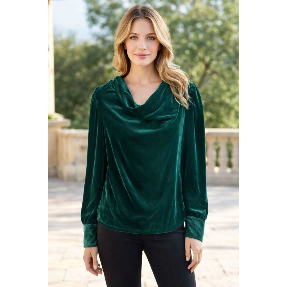 Rachel Zoe Velvet Emerald Green Top Medium NWT